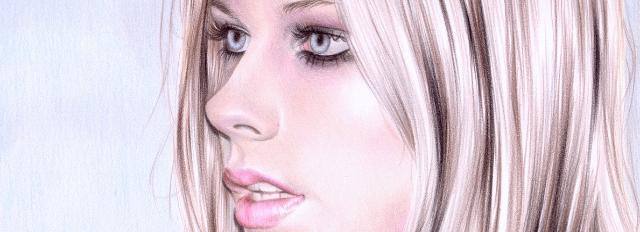 Coloured-pencil portrait of Avril Lavigne