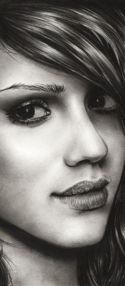 Charcoal portrait of Jessica Alba